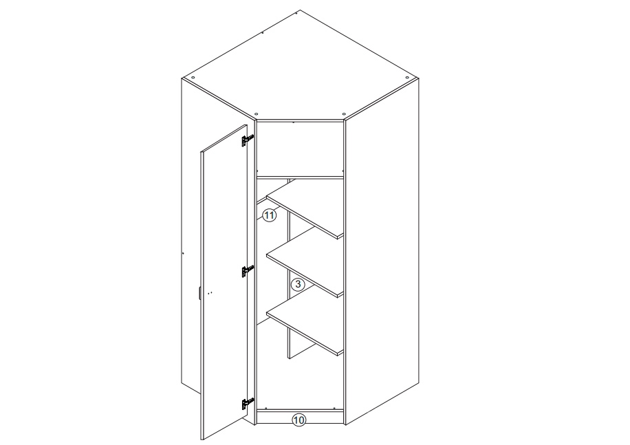 Шкаф угловой «Радуга» (Алиса) василек белый от компании «Фран мебель» – 2 фото
