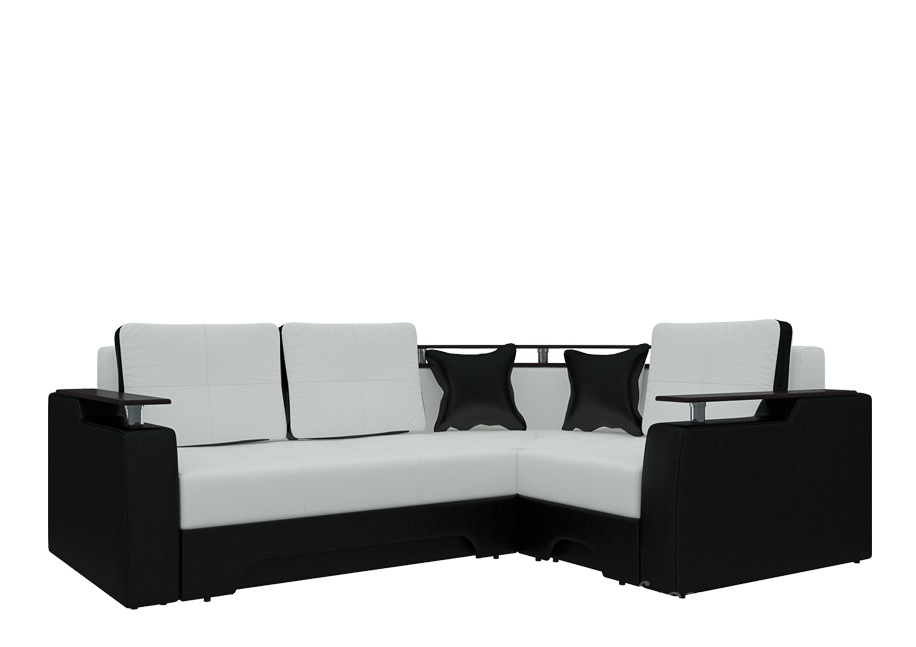 Диван угловой «Комфорт» (Нова) черный/белый белый от компании «Фран мебель» – 1 фото