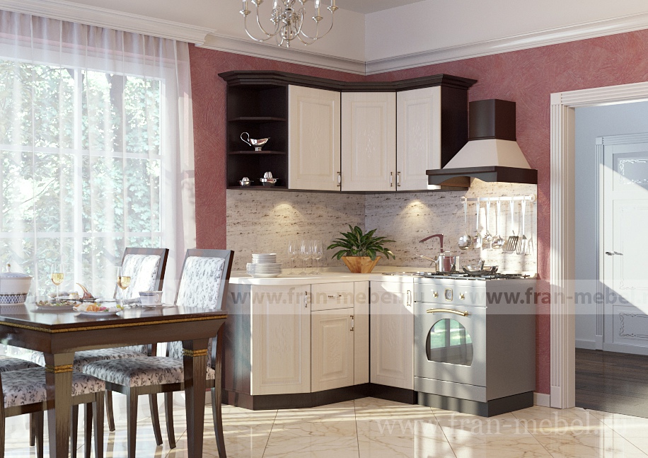 Кухня «Беларусь» (Сергия) угловая правая белый от компании «Фран мебель» – 1 фото