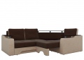 Диван угловой «Комфорт» (Нова) бежевый/коричневый белый от компании «Фран мебель» – 3 фото