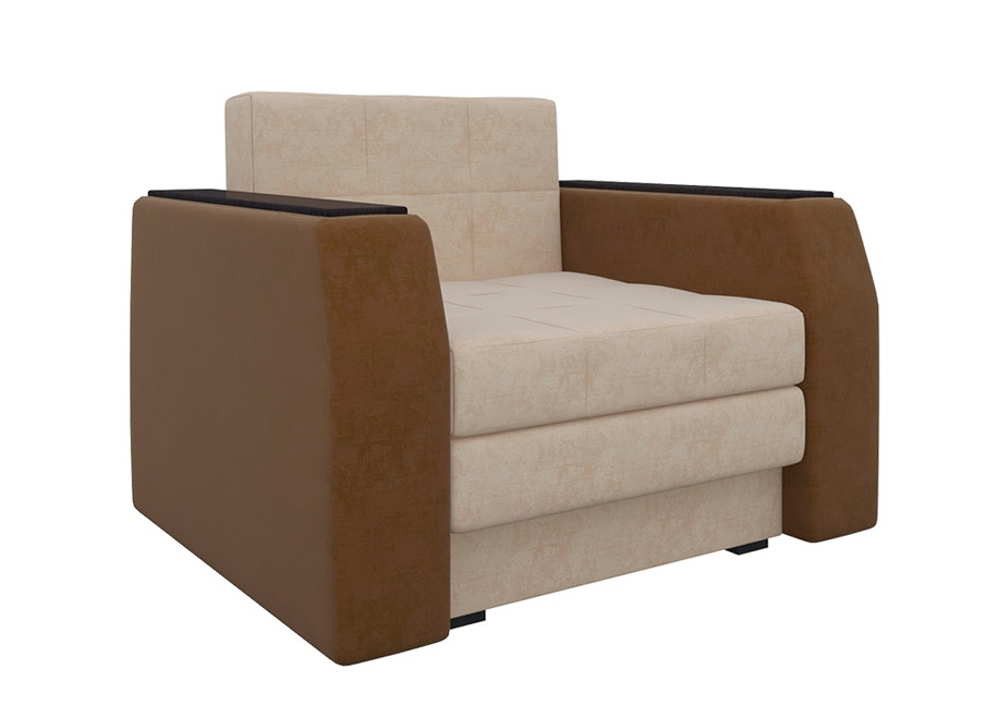 Кресло-кровать «Атланта» бежево-коричневый вельвет белый от компании «Фран мебель» – 1 фото