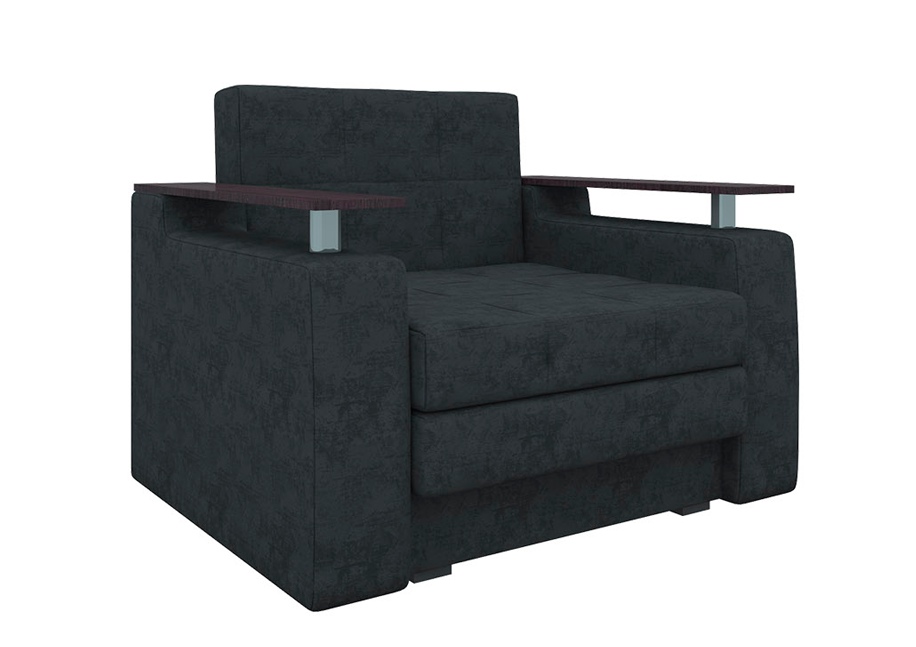 Кресло-кровать «Комфорт» черный вельвет белый от компании «Фран мебель» – 1 фото