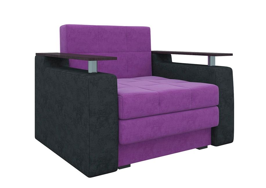 Кресло-кровать «Комфорт» черно-фиолетовый вельвет белый от компании «Фран мебель» – 1 фото