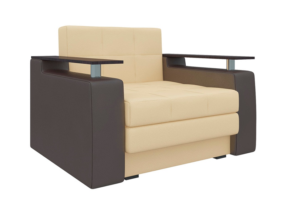 Кресло-кровать «Комфорт» бежево-коричневая белый от компании «Фран мебель» – 1 фото