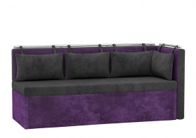 Кухонный диван «Метро с углом» черно-фиолетовый