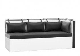 Кухонный диван «Метро с углом» бело-черный