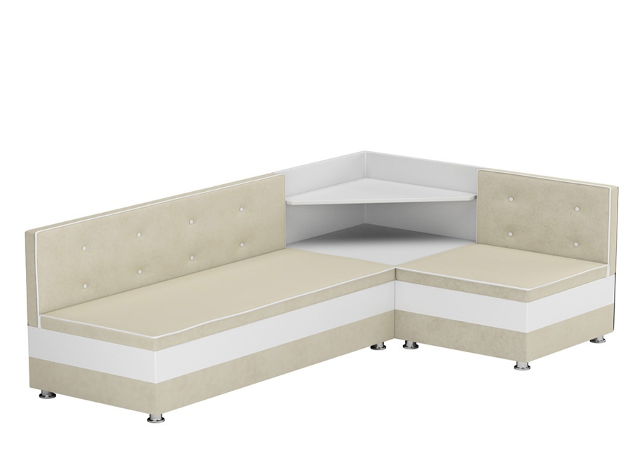 Кухонный диван «Милан» бежевый вельвет белый от компании «Фран мебель» – 1 фото