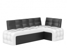 Кухонный диван «Угловой Люксор» бело-черный