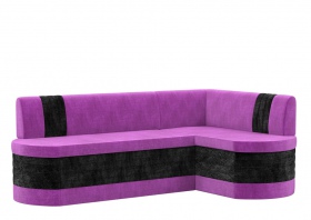 Кухонный угловой диван «Токио» черно-фиолетовый вельвет
