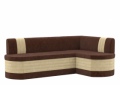 Кухонный угловой диван «Токио» коричнево-бежевый вельвет белый от компании «Фран мебель» – 1 фото