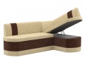 Кухонный угловой диван «Токио» бежево-коричневый вельвет белый от компании «Фран мебель» – 3 фото