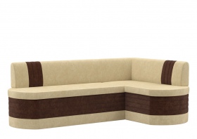 Кухонный угловой диван «Токио» бежево-коричневый вельвет