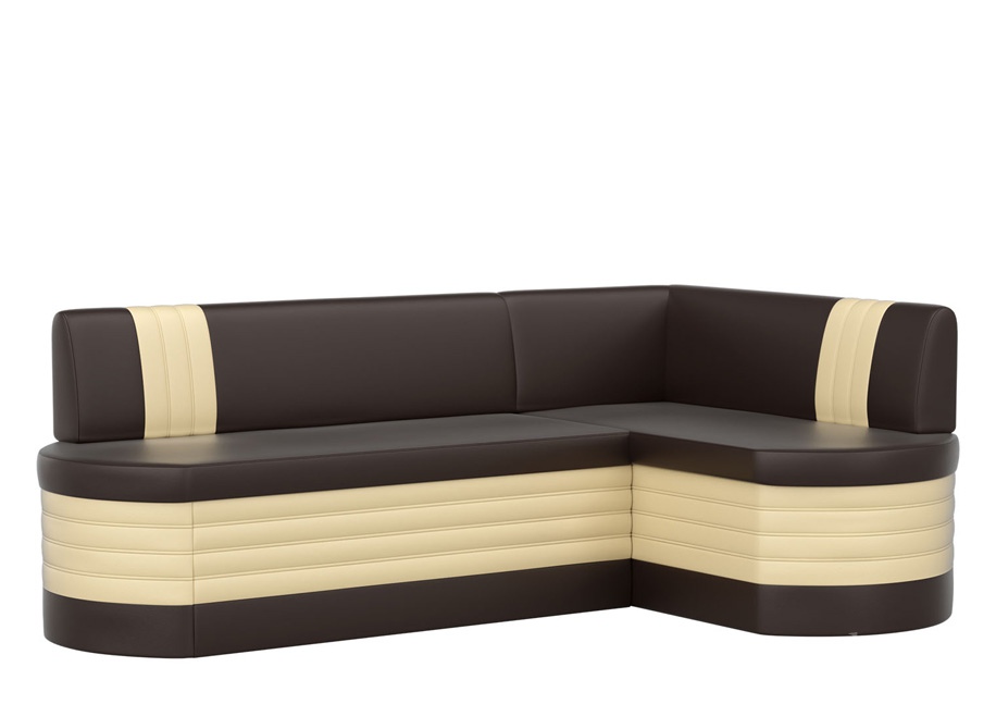 Кухонный угловой диван «Токио» коричнево-бежевый белый от компании «Фран мебель» – 1 фото