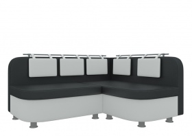 Кухонный угловой диван «Уют-2» черно-белый
