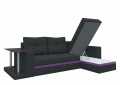 Угловой диван «Атланта М» черный вельвет белый от компании «Фран мебель» – 3 фото