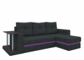 Угловой диван «Атланта М» черный вельвет белый от компании «Фран мебель» – 1 фото