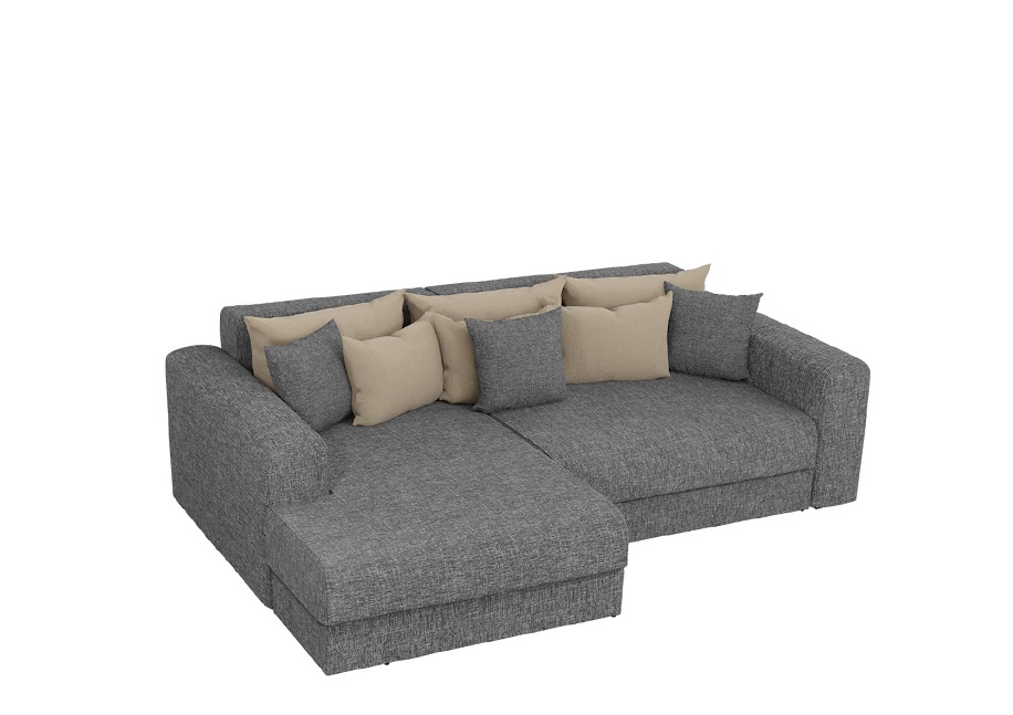 Угловой диван «Майами» серая рогожка белый от компании «Фран мебель» – 1 фото