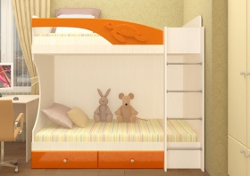 Кровать 2х ярусная «Бэмби» оранжевый металл