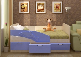 Кровать на 1600 «Дельфин» голубой металл