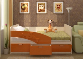 Кровать на 1600 «Дельфин» оранжевый металл