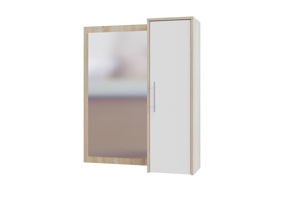 Шкаф настенный с зеркалом ПЗ-4 (дуб сонома/белый) белый от компании «Фран мебель» – 1 фото