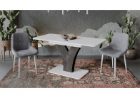 Стол «Люксембург» Тип 2 (Белый/Ателье темный/Стекло матовое) белый от компании «Фран мебель» – 3 фото