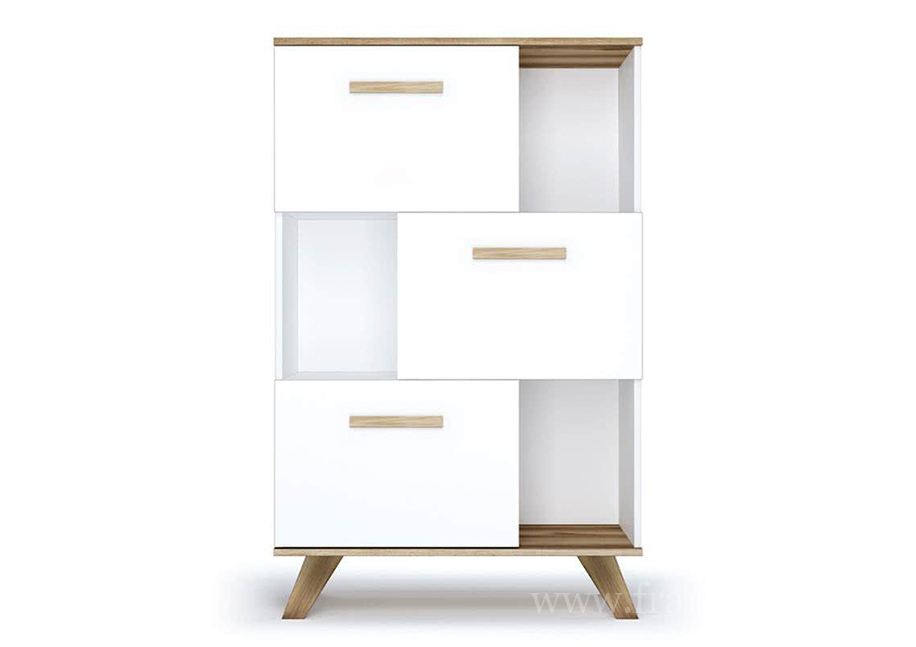 Шкаф низкий с нишами «Вега Скандинавия» белый от компании «Фран мебель» – 1 фото