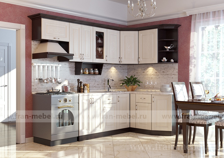 Кухня «Беларусь 1» (Сергия) угловая левая белый от компании «Фран мебель» – 1 фото