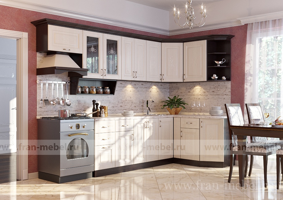 Кухня «Беларусь 2» (Сергия) угловая левая белый от компании «Фран мебель» – 1 фото