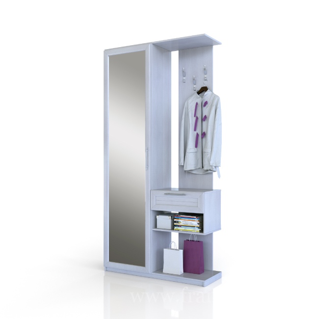 Шкаф с зеркалом и вешалкой, СВ-415 Эстель Вудлайн кремовый белый от компании «Фран мебель» – 1 фото